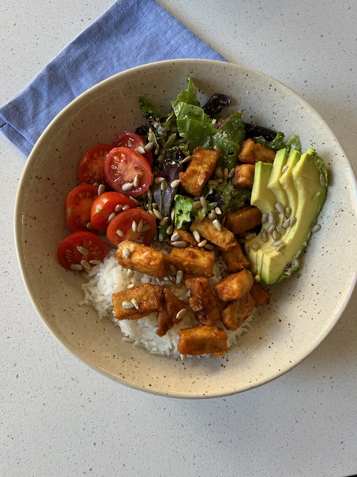 Buffalo Tofu Bowl with Cashew Ranch