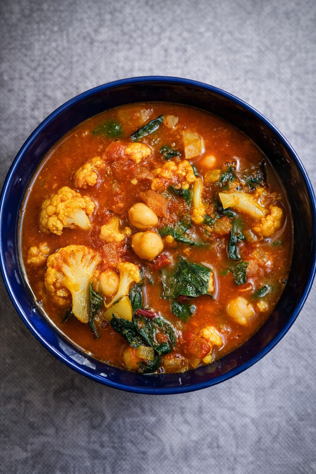 Cauliflower and Chickpea Soup with Swiss Chard