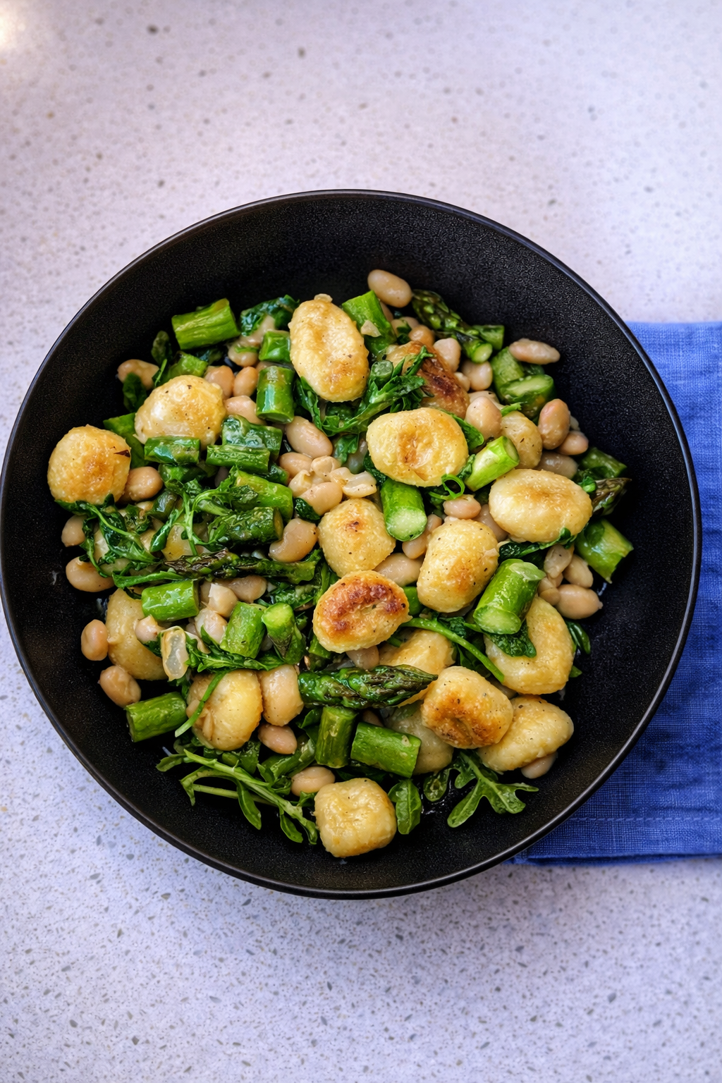 Crispy Gnocchi with Asparagus and Vegan Miso Butter