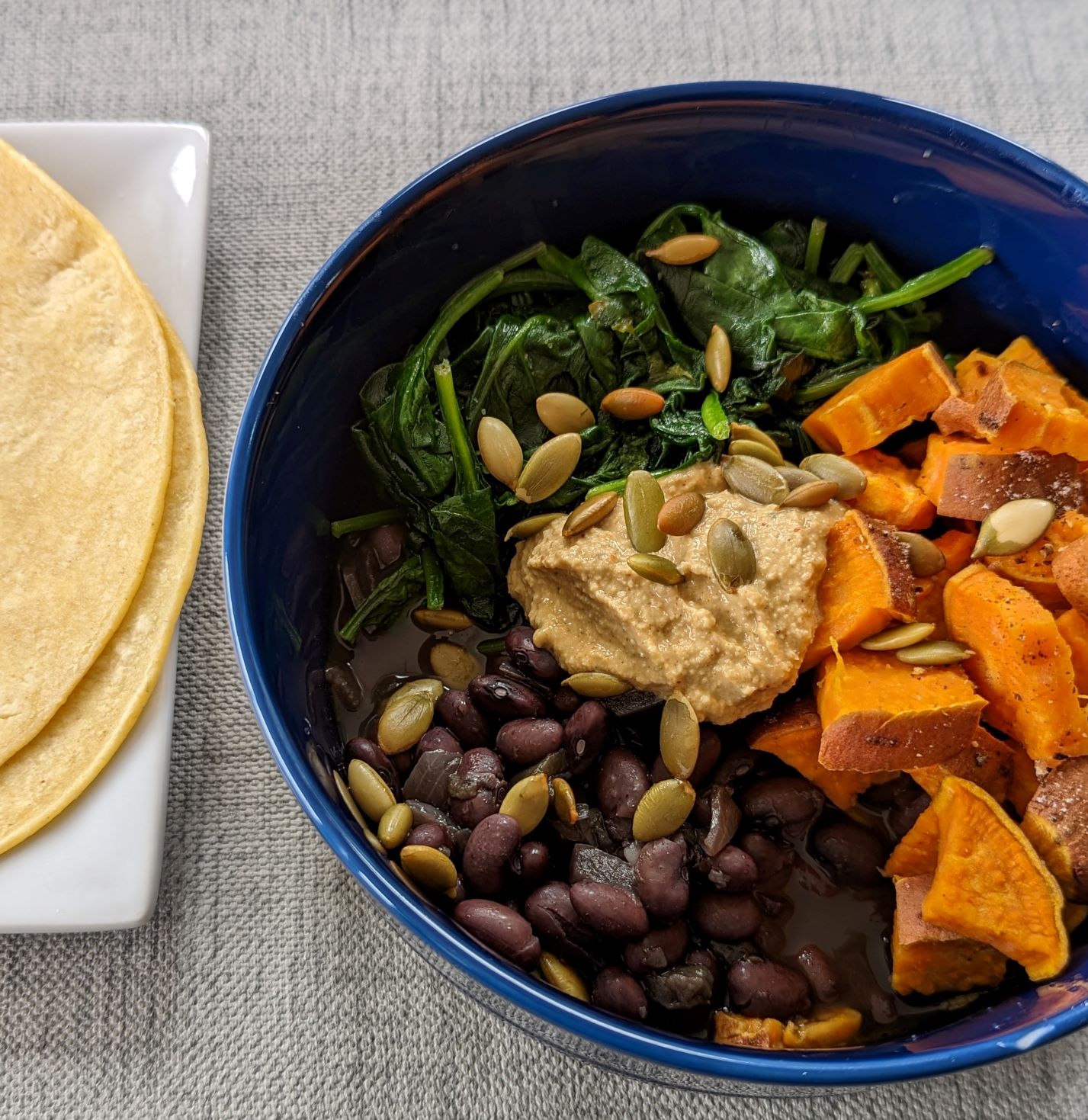 Instant Pot Green Chile Black Beans with Roasted Sweet Potatoes